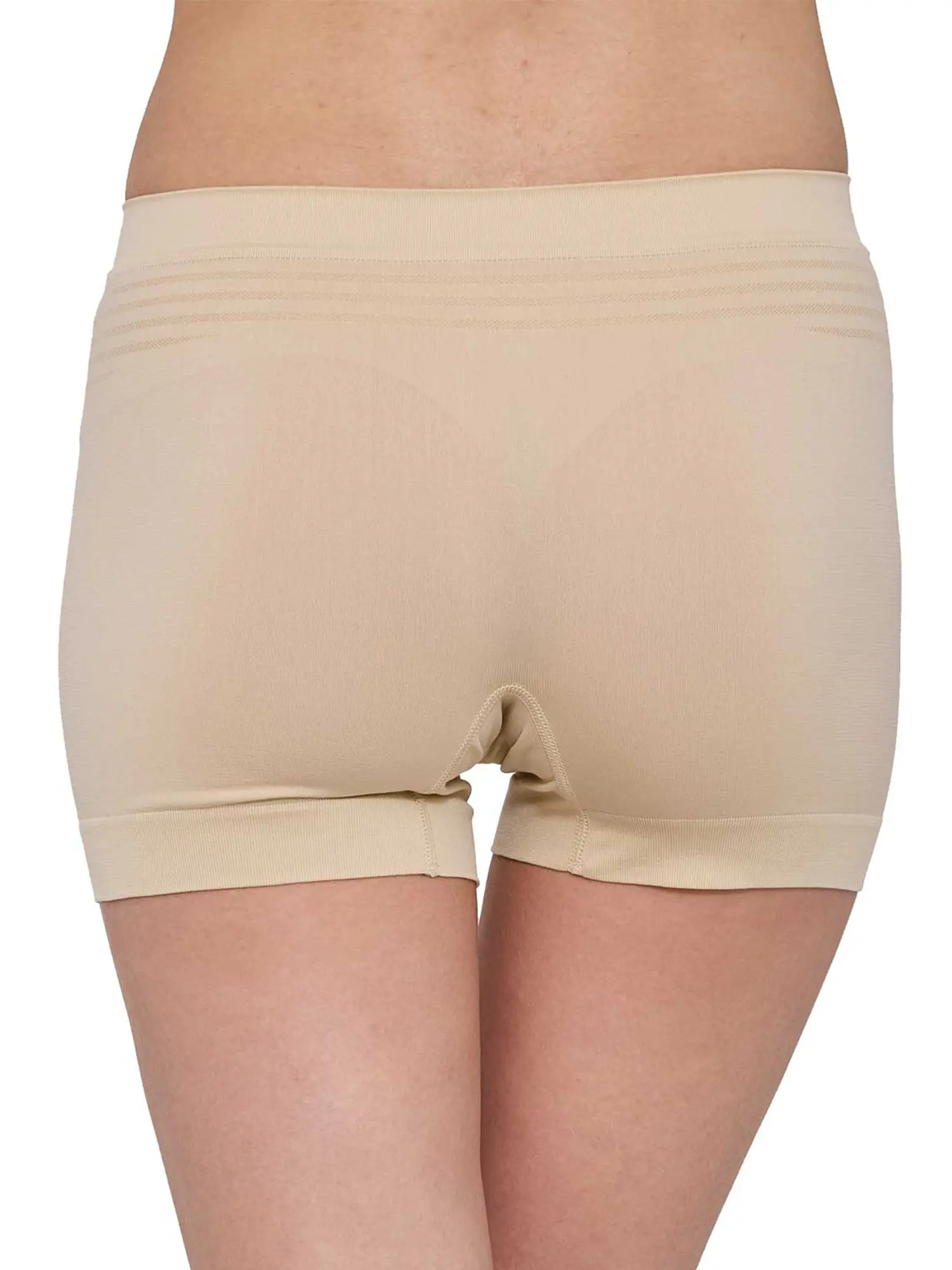 Seamless bézs női sportboxer, ideális futáshoz, túrázáshoz és nyári sporttevékenységhez