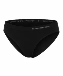 BRUBECK COMFORT COTTON női pamut bikini bugyi fekete színben, varrásmentes, puha és légáteresztő alsónemű egész napos kényelemhez.