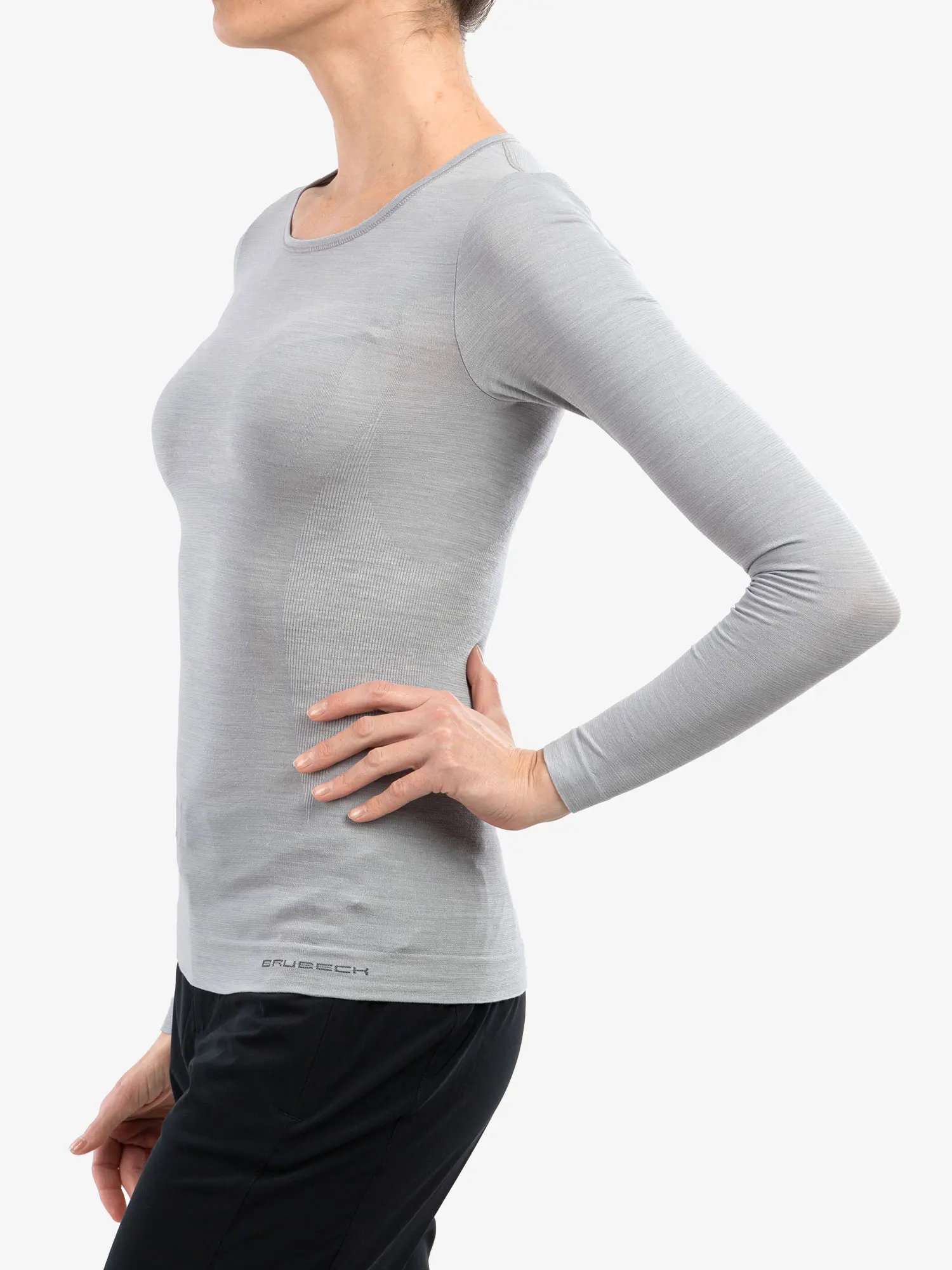 COMFORT WOOL Női hosszú ujjú merinó gyapjú póló - Világosszürke - Image 6