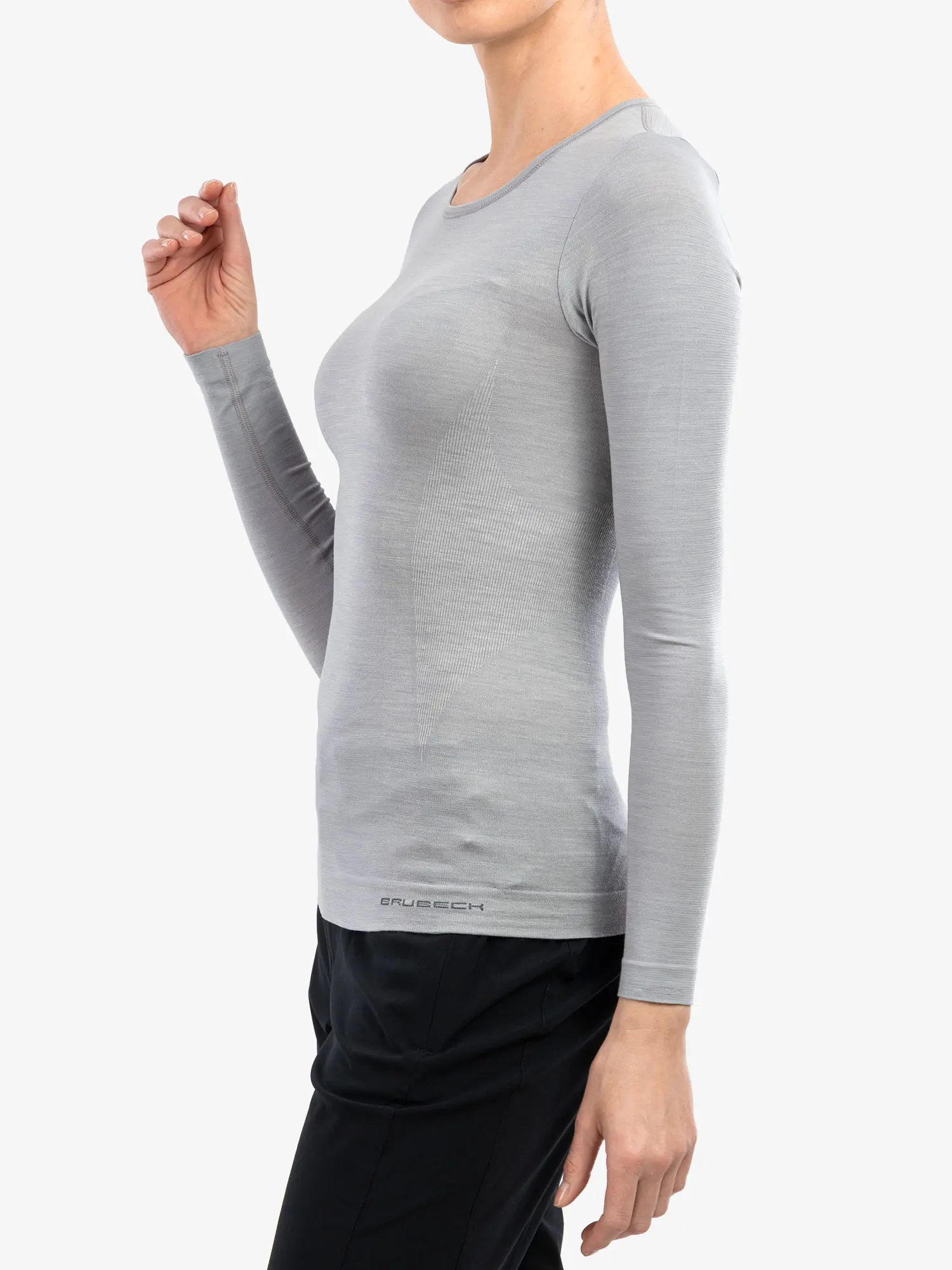 COMFORT WOOL Női hosszú ujjú merinó gyapjú póló - Világosszürke - Image 8