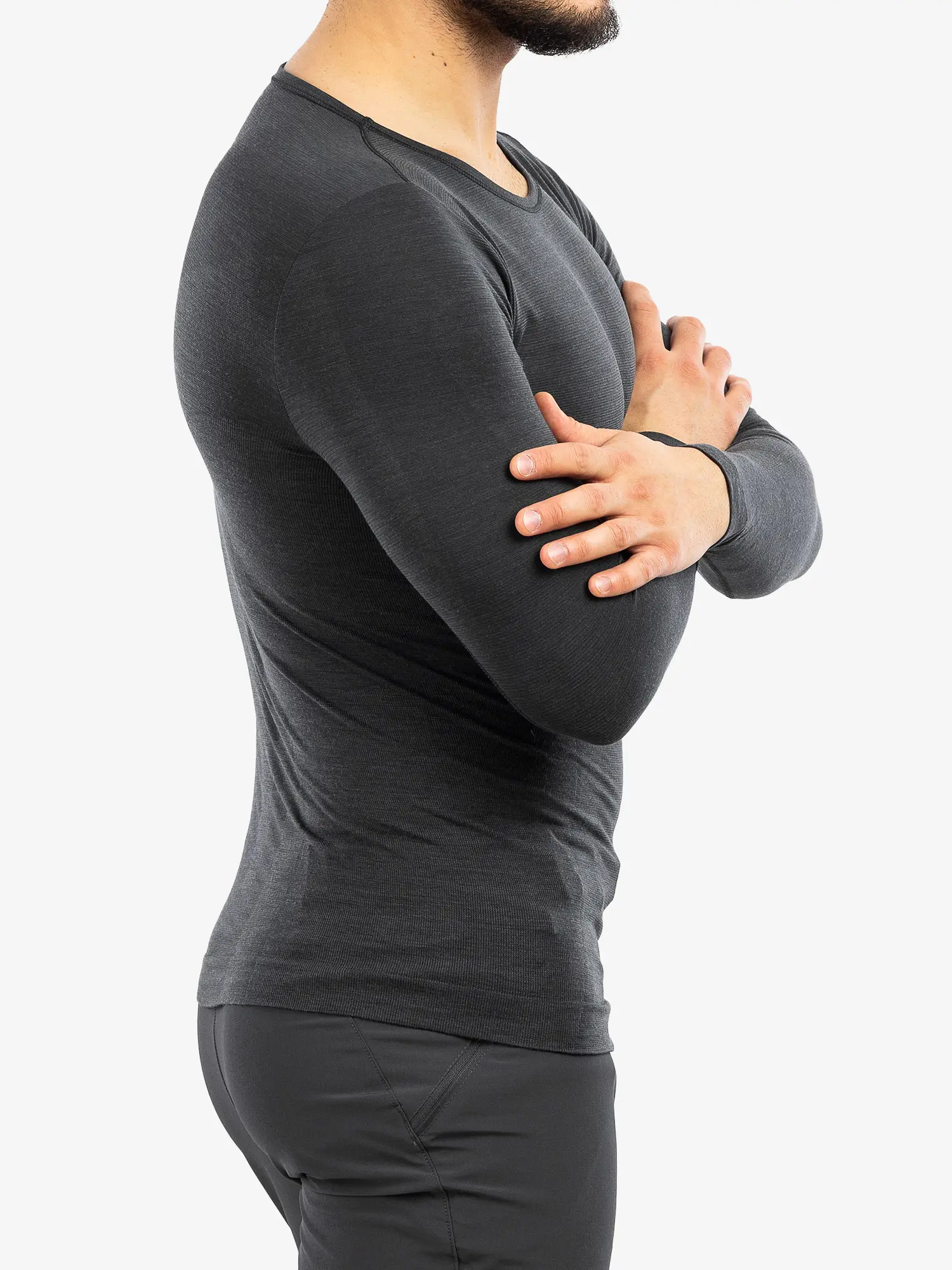 COMFORT WOOL Férfi hosszú ujjú merinó gyapjú aláöltözet felső - Grafit - Image 5