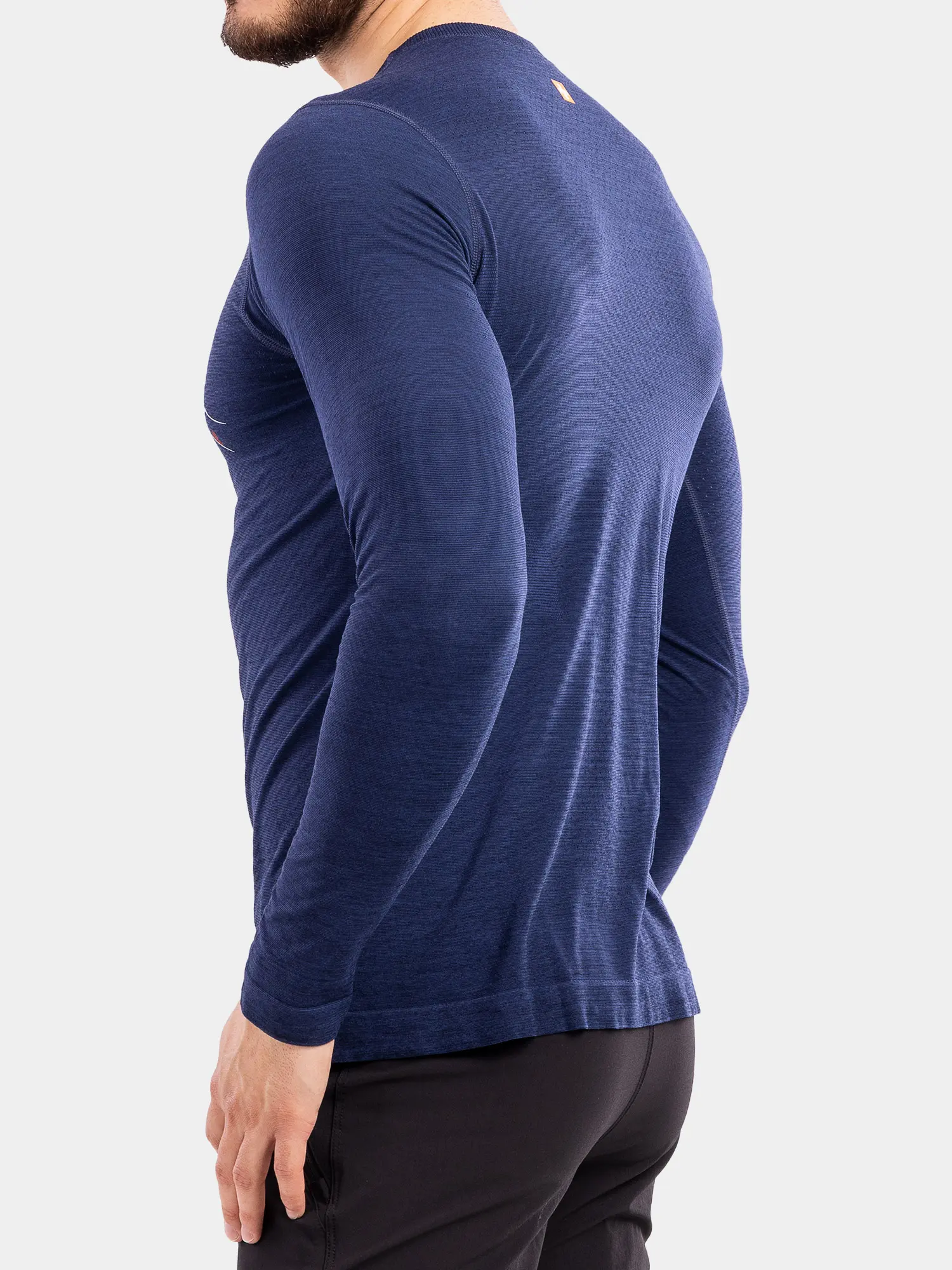 OUTDOOR WOOL PRO Férfi hosszú ujjú merinó túrapóló - Sötétkék - Image 8