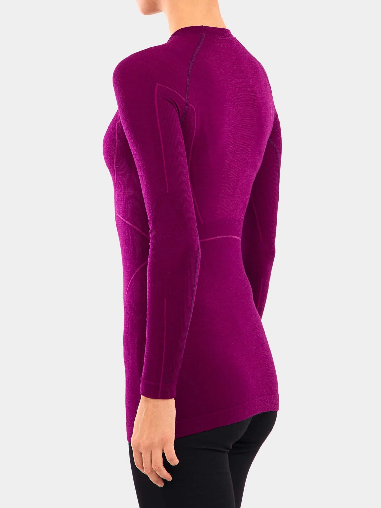 ACTIVE WOOL Női merinó gyapjú hosszú ujjú felső - Szilva - Image 7