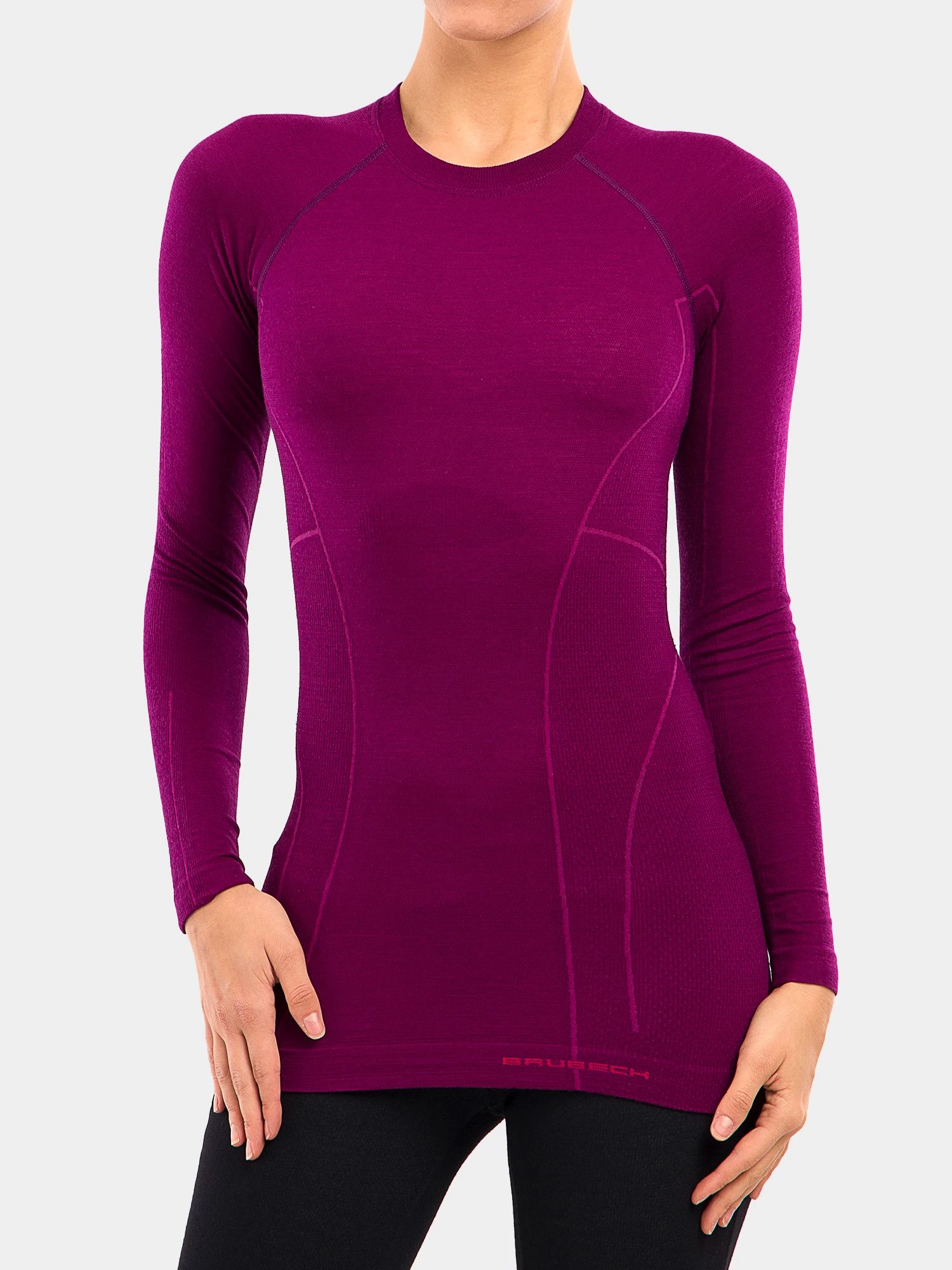 ACTIVE WOOL Női merinó gyapjú hosszú ujjú felső - Szilva - Image 6