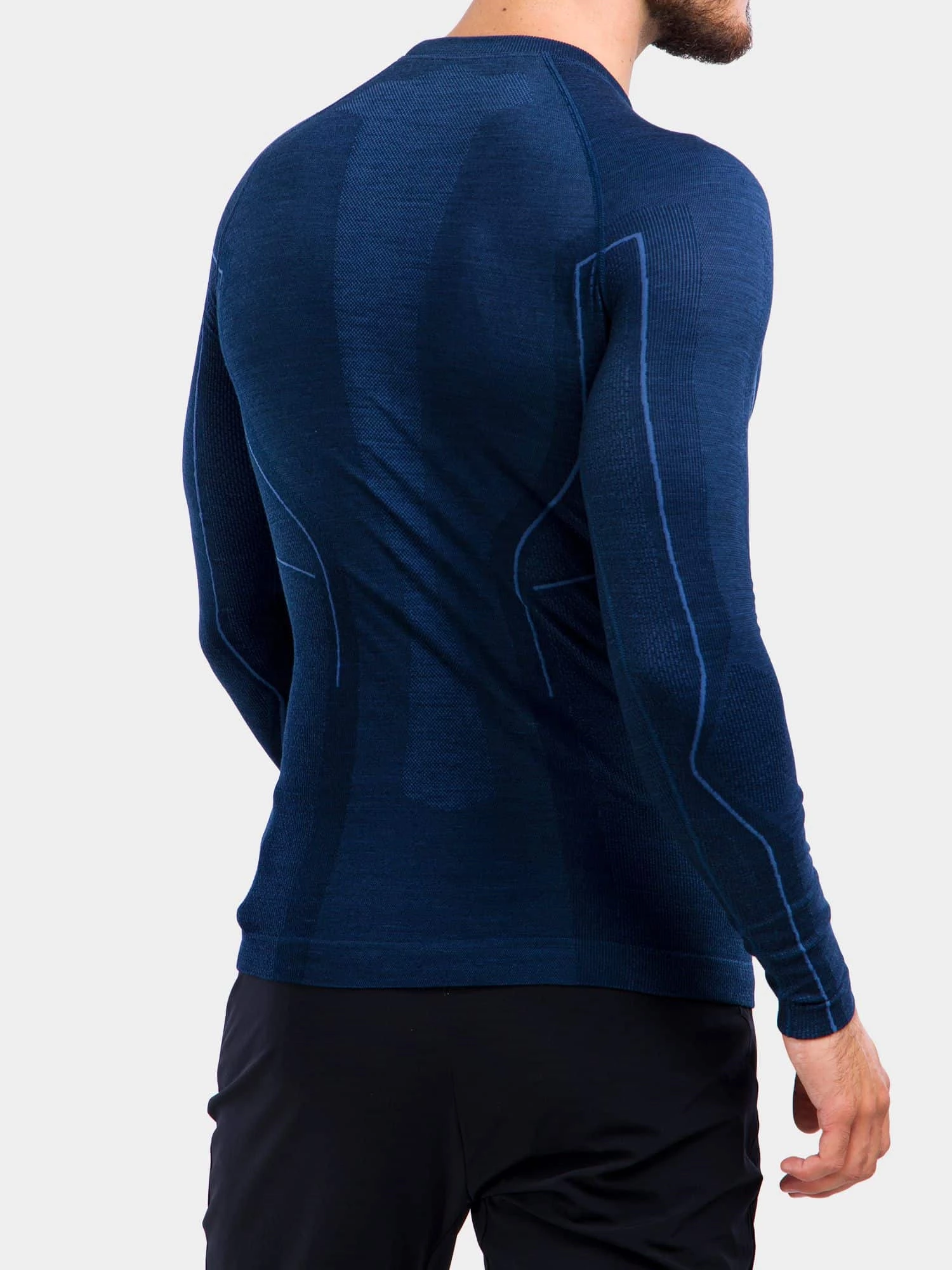 ACTIVE WOOL Férfi merinó gyapjú hosszú ujjú felső - Sötétkék - Image 8