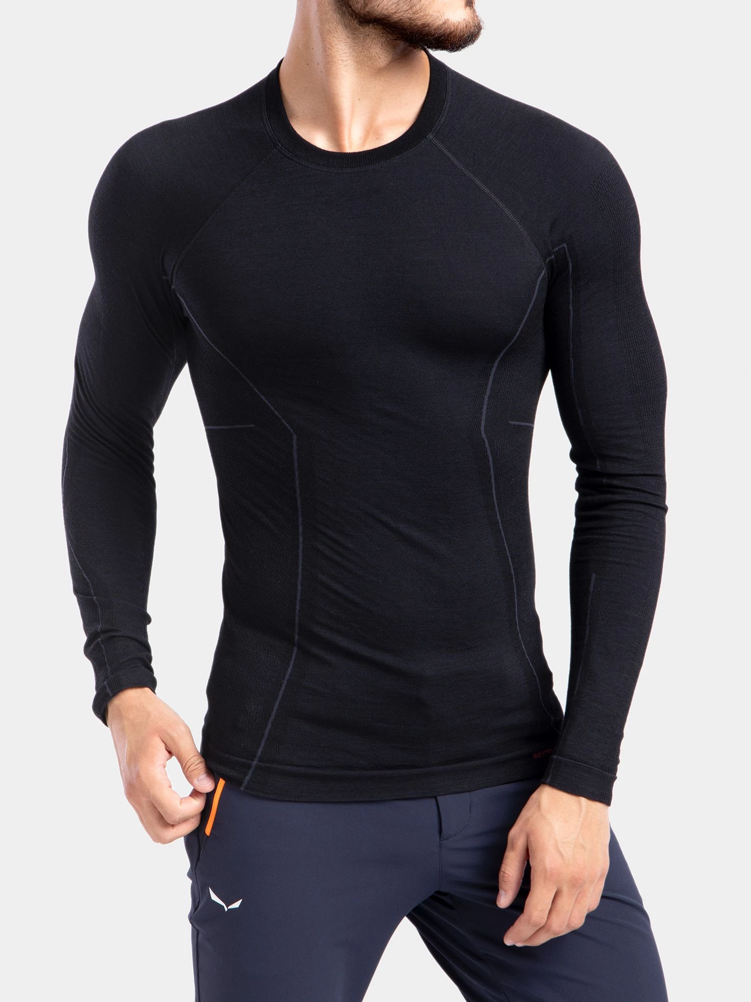 ACTIVE WOOL Férfi merinó gyapjú hosszú ujjú felső - Fekete - Image 5