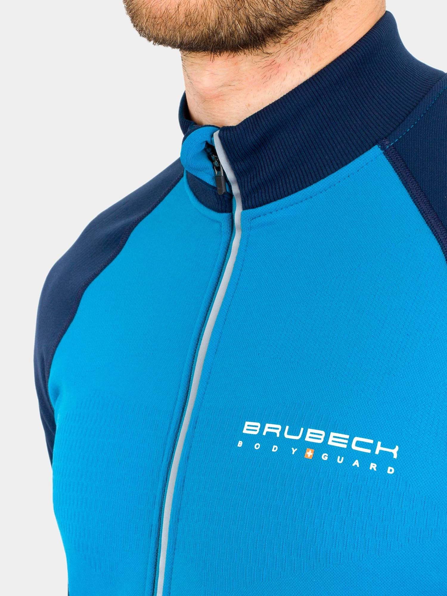 ATHLETIC Férfi cipzáras sportpulóver - Sötétkék / Világoskék - Image 5