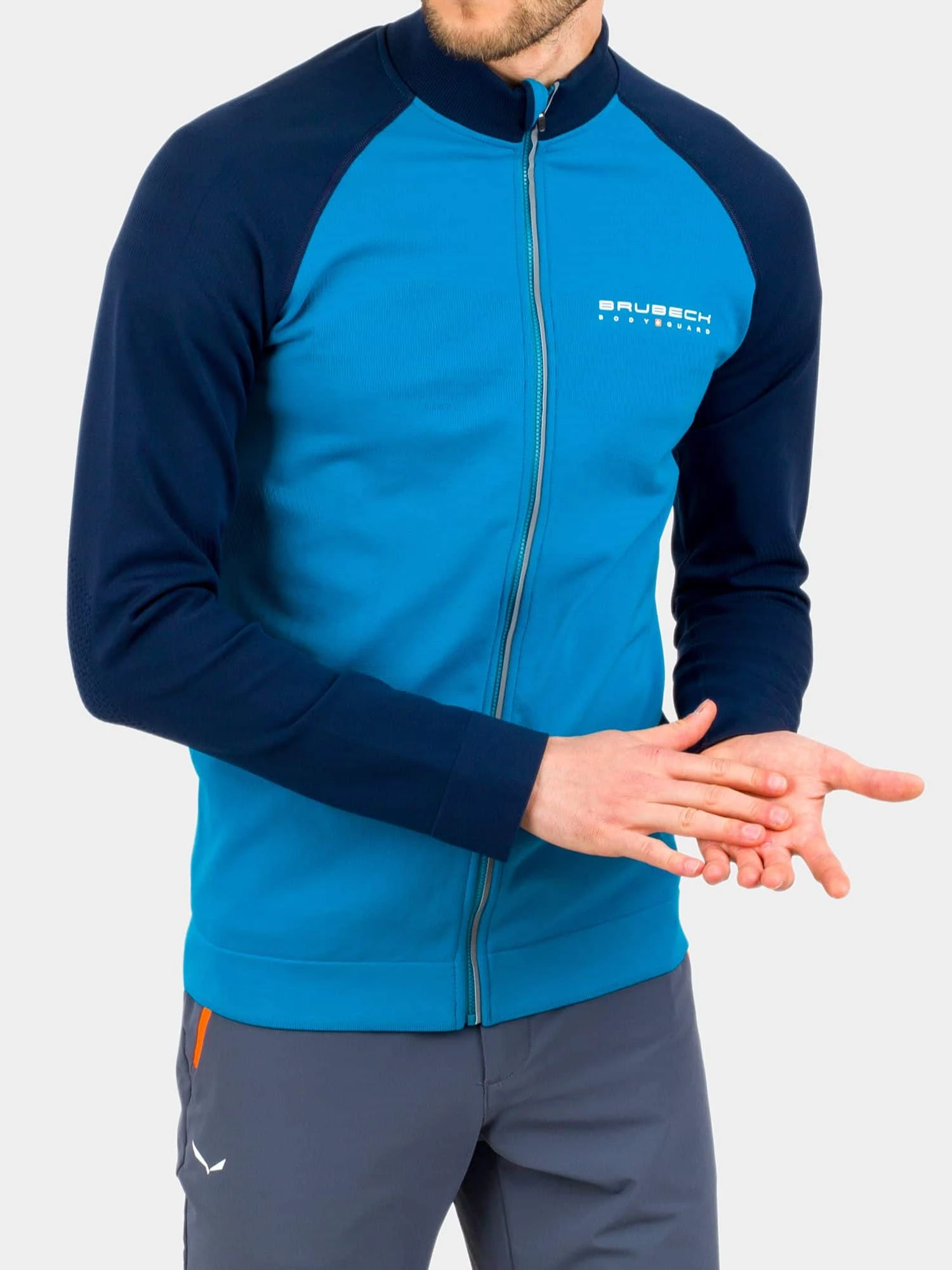 ATHLETIC Férfi cipzáras sportpulóver - Sötétkék / Világoskék - Image 6