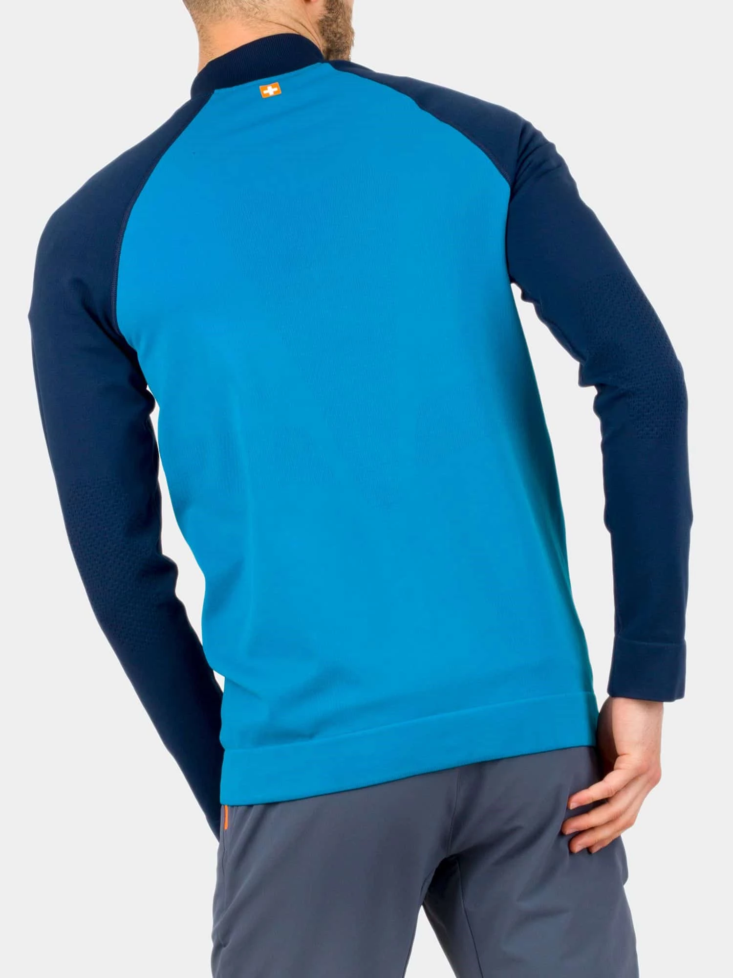 ATHLETIC Férfi cipzáras sportpulóver - Sötétkék / Világoskék - Image 10