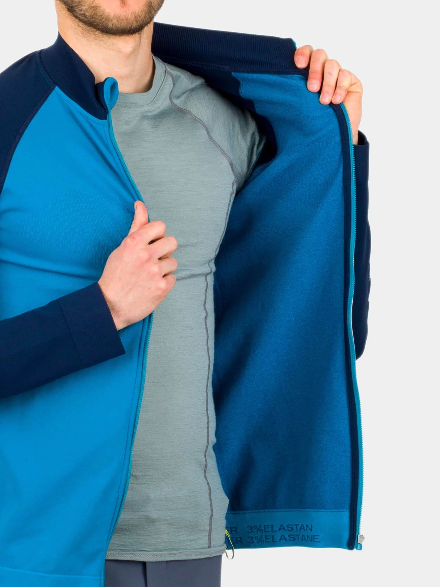 ATHLETIC Férfi cipzáras sportpulóver - Sötétkék / Világoskék - Image 9