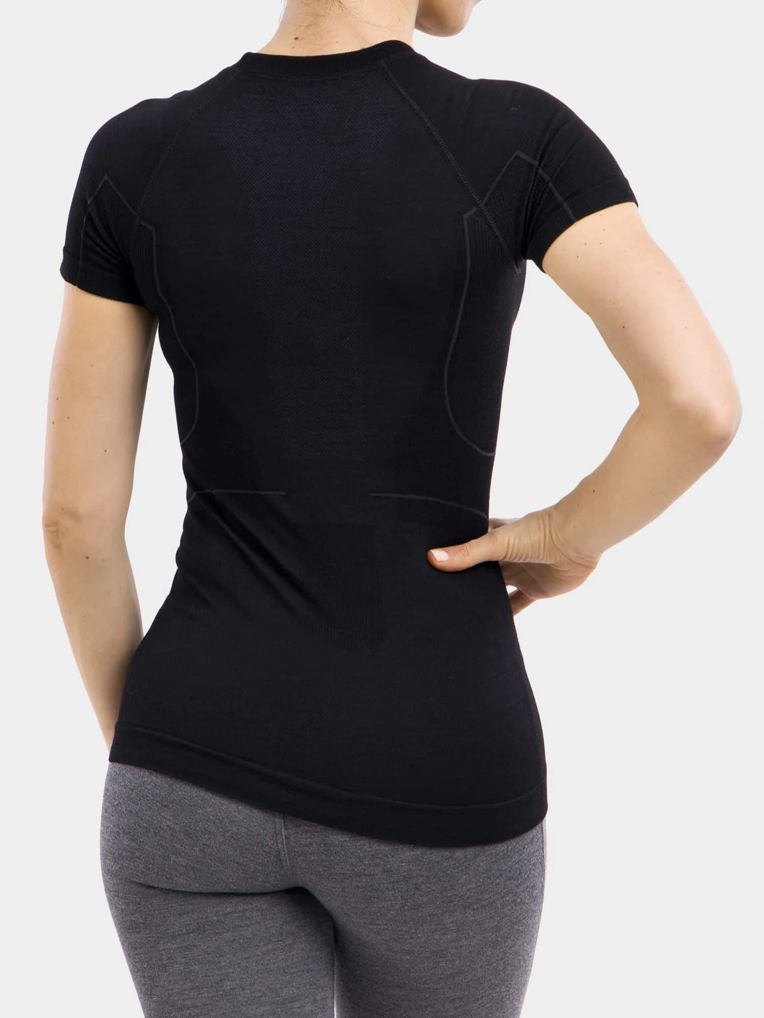 ACTIVE WOOL Női merinó gyapjú rövid ujjú felső - Fekete - Image 8