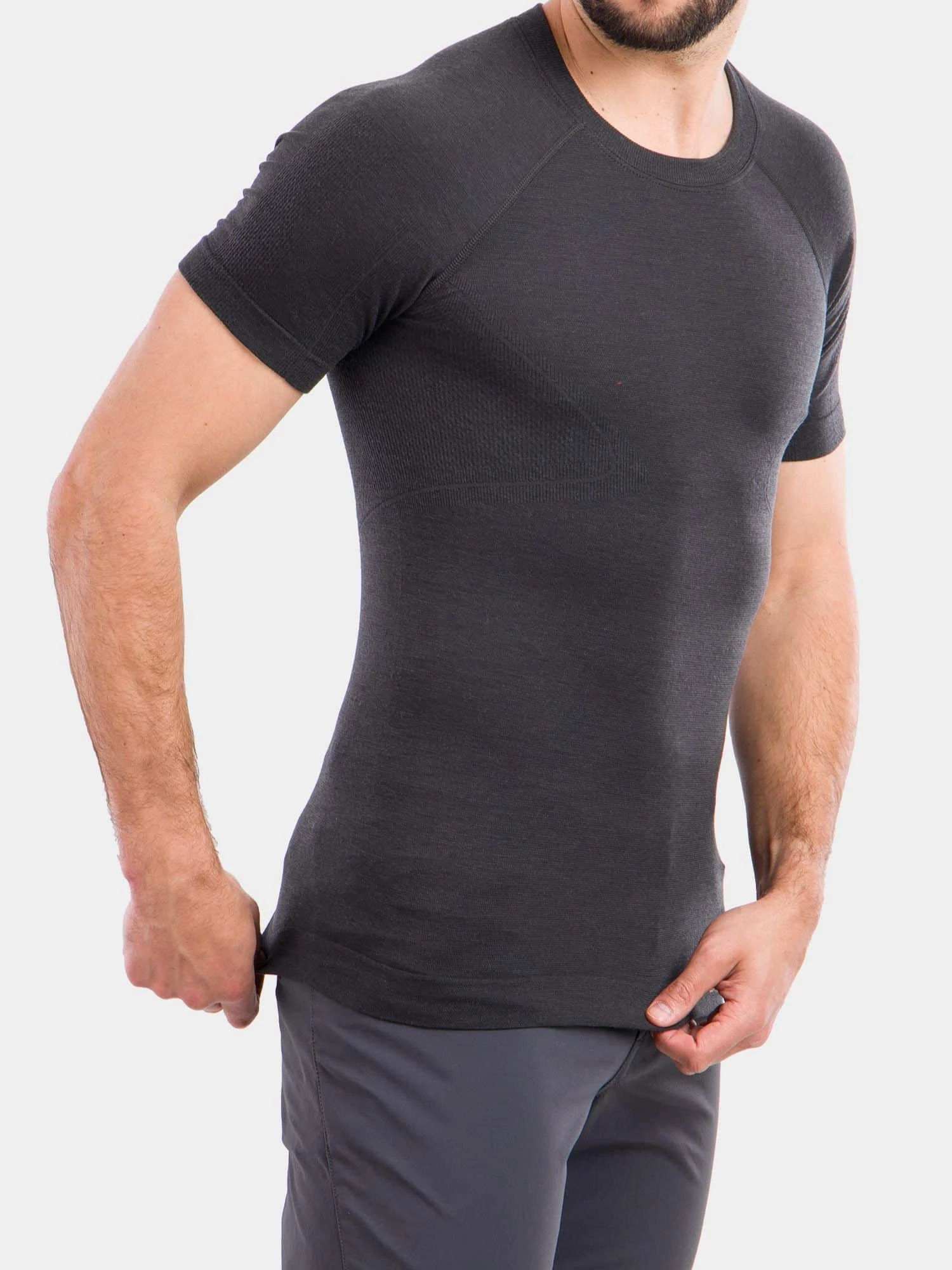 ACTIVE WOOL Férfi merinó gyapjú rövid ujjú felső - Grafit - Image 6