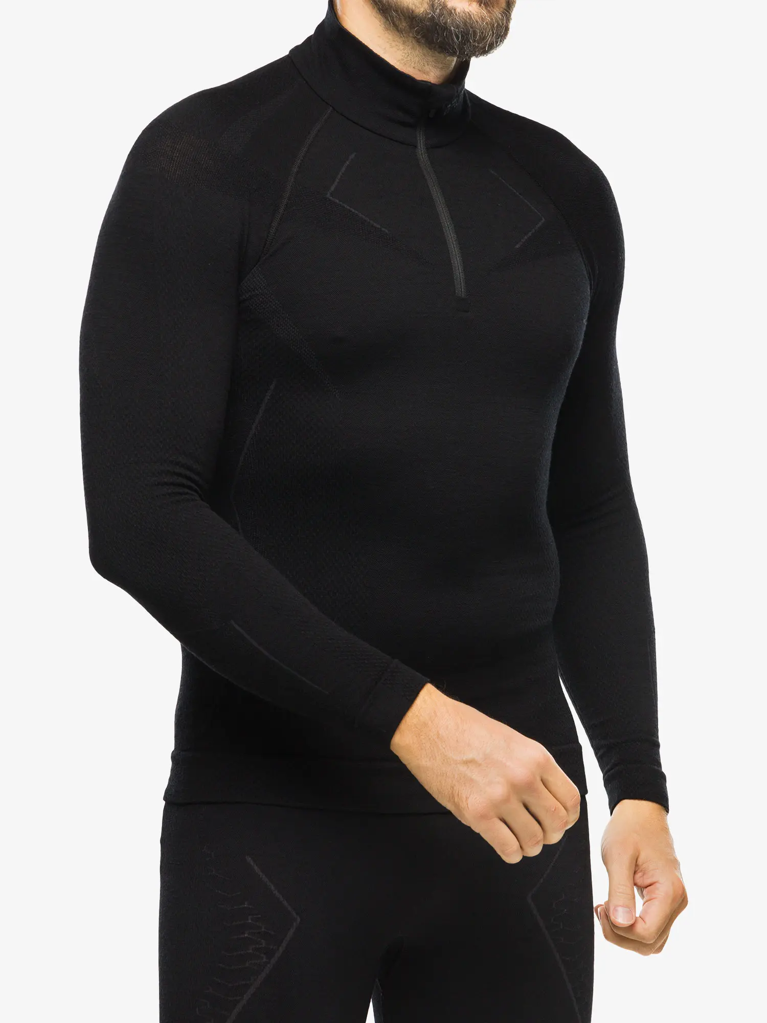 EXTREME MERINO Férfi merinó gyapjú cipzáras aláöltözet felső - Fekete - Image 4