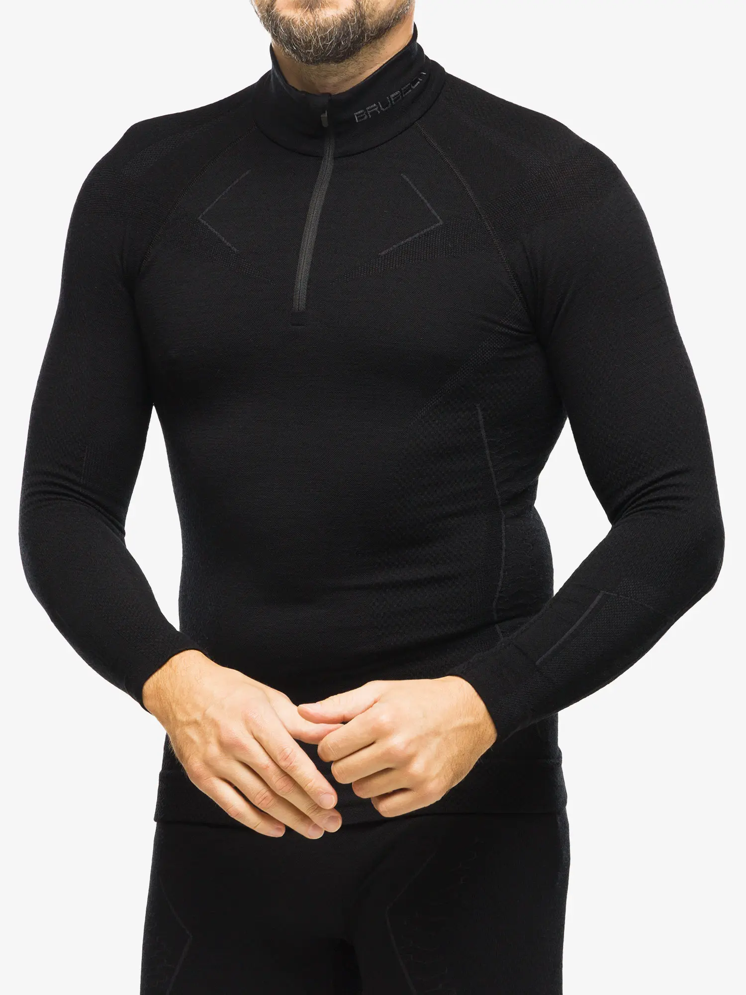 EXTREME MERINO Férfi merinó gyapjú cipzáras aláöltözet felső - Fekete - Image 3