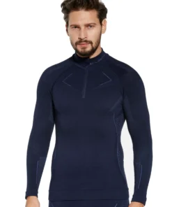 EXTREME MERINO Férfi merinó gyapjú cipzáras aláöltözet felső - Sötétkék