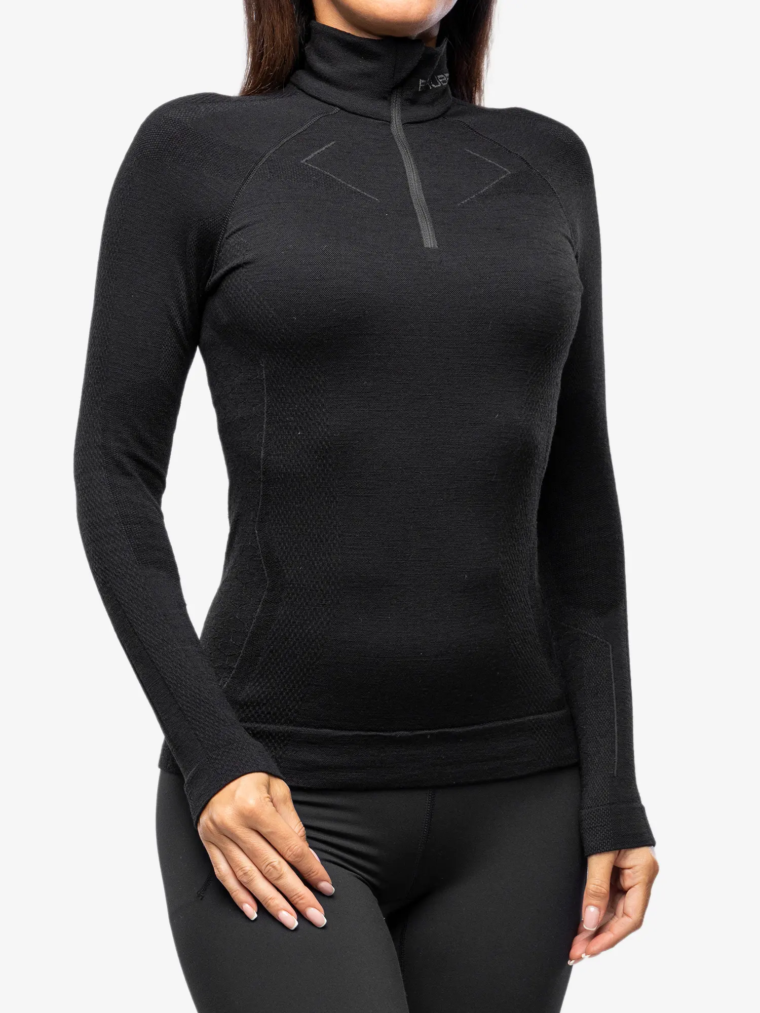 EXTREME MERINO Női merinó gyapjú cipzáras aláöltözet felső - Fekete - Image 3