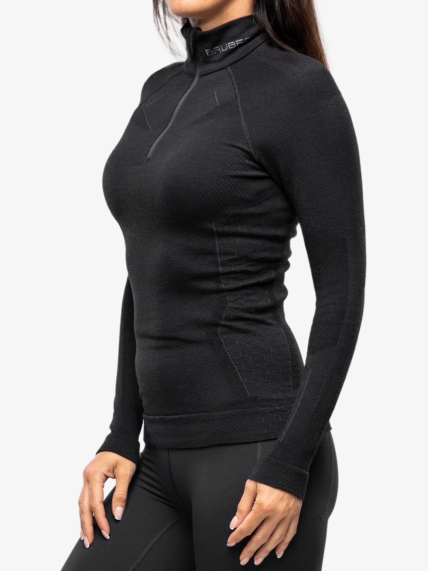 EXTREME MERINO Női merinó gyapjú cipzáras aláöltözet felső - Fekete - Image 4