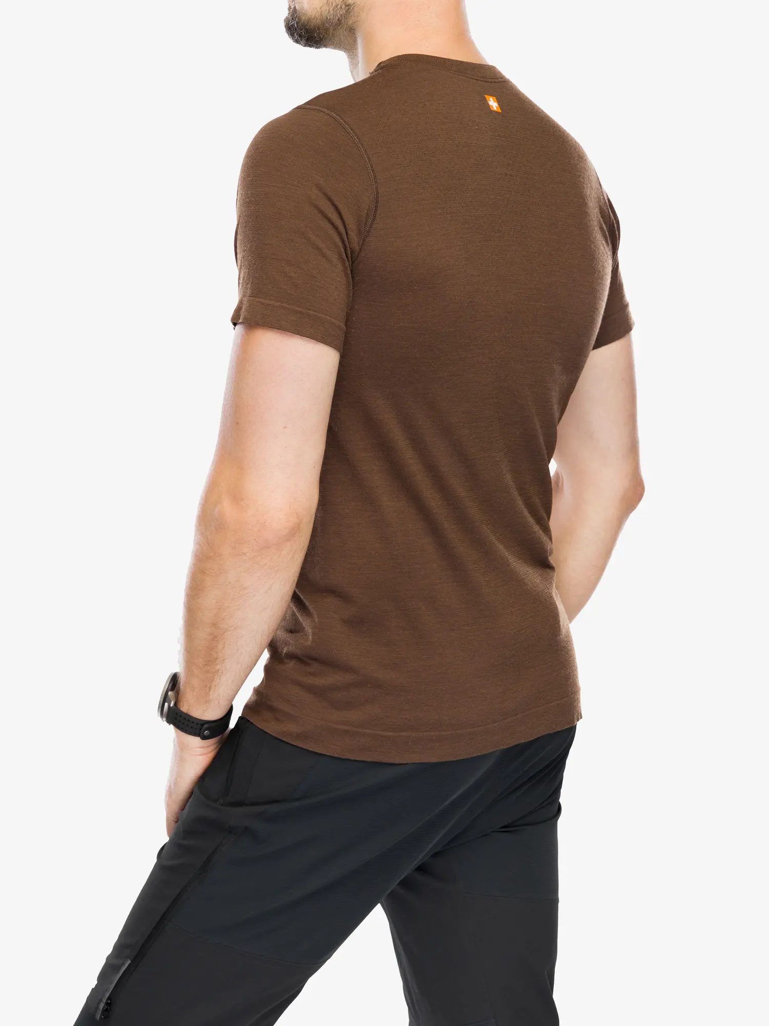 OUTDOOR WOOL PRO Férfi rövid ujjú merinó túrapóló - Barna / Sárga - Image 8