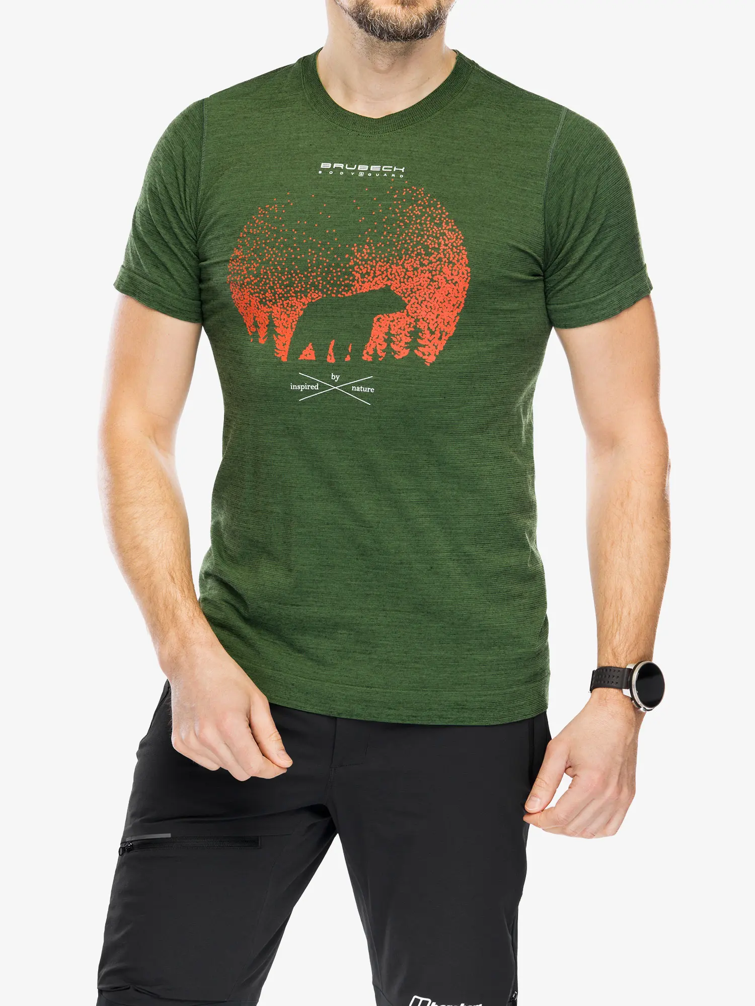 OUTDOOR WOOL PRO Férfi rövid ujjú merinó túrapóló - Zöld / Narancs - Image 5