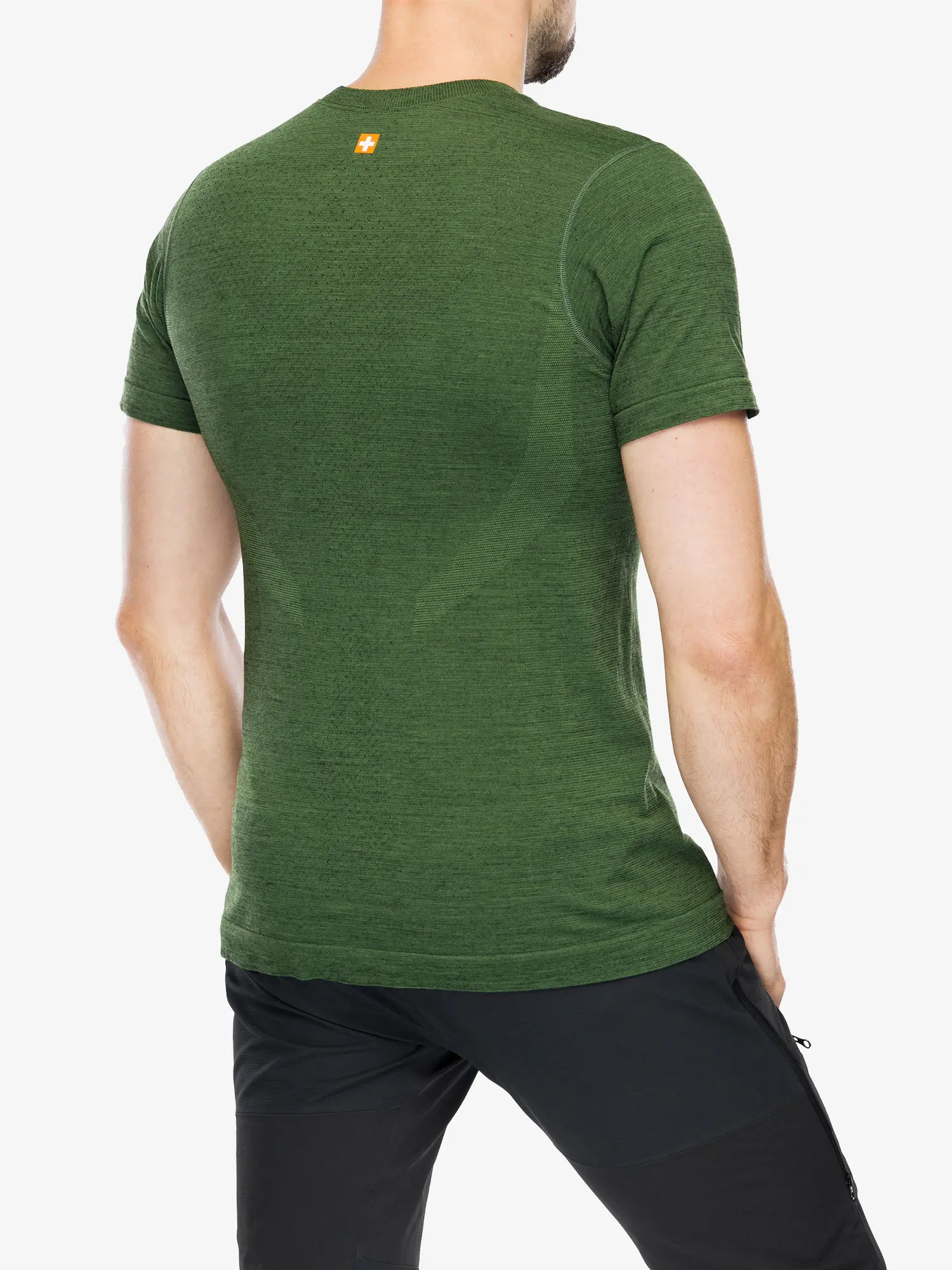 OUTDOOR WOOL PRO Férfi rövid ujjú merinó túrapóló - Zöld / Narancs - Image 6