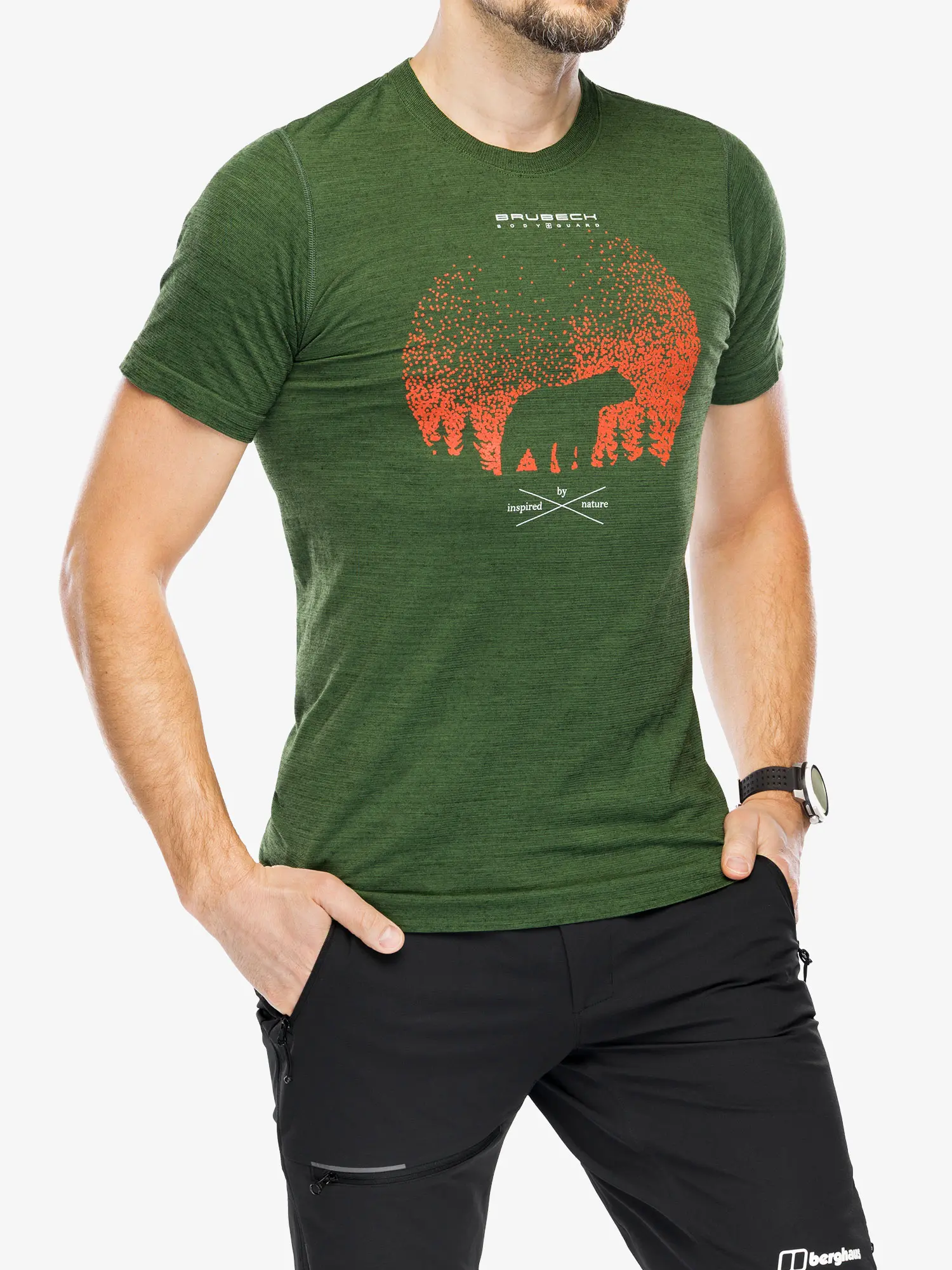 OUTDOOR WOOL PRO Férfi rövid ujjú merinó túrapóló - Zöld / Narancs - Image 7