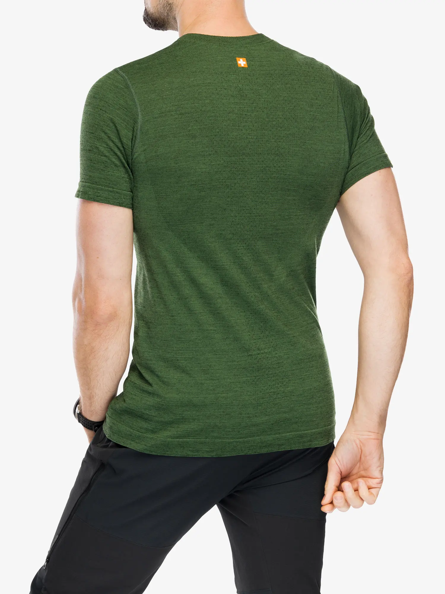 OUTDOOR WOOL PRO Férfi rövid ujjú merinó túrapóló - Zöld / Narancs - Image 8