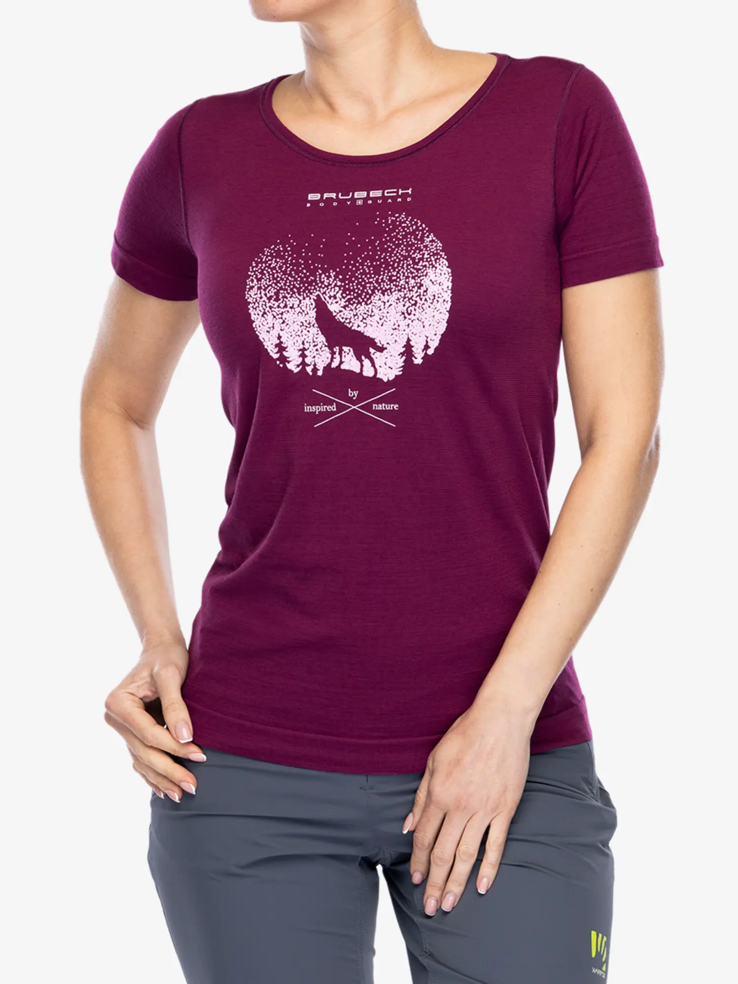 OUTDOOR WOOL PRO Női rövid ujjú merinó túrapóló - Szilva / Fehér - Image 9