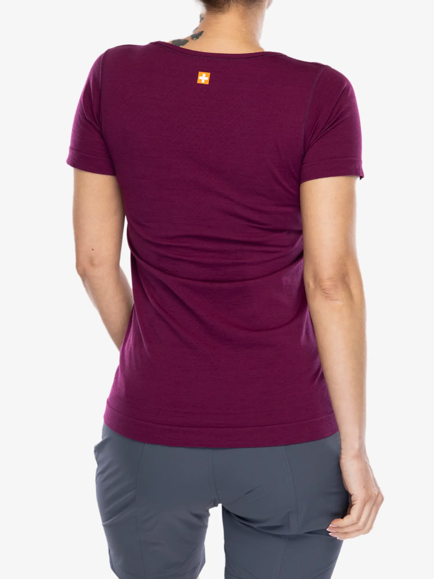 OUTDOOR WOOL PRO Női rövid ujjú merinó túrapóló - Szilva / Fehér - Image 10