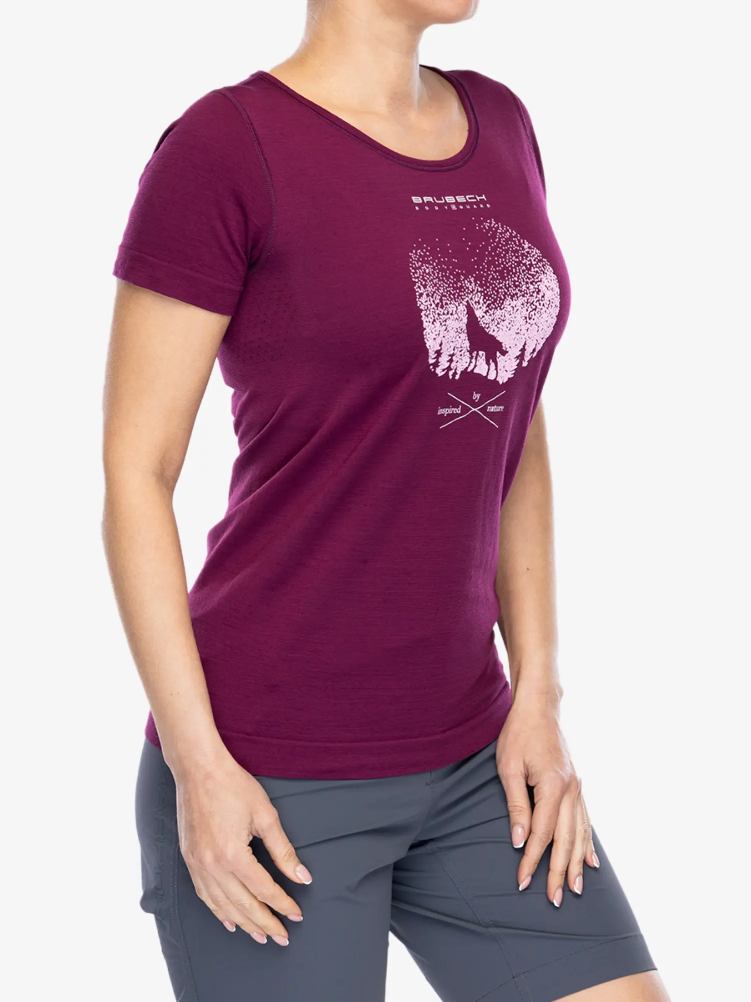 OUTDOOR WOOL PRO Női rövid ujjú merinó túrapóló - Szilva / Fehér - Image 11