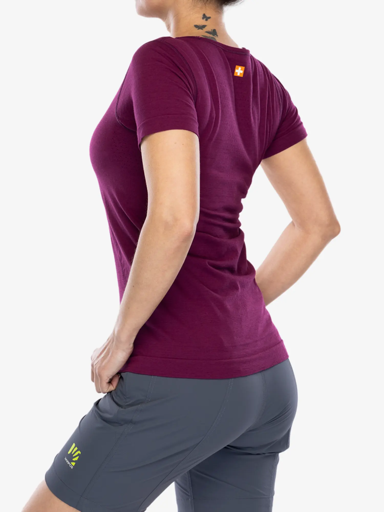 OUTDOOR WOOL PRO Női rövid ujjú merinó túrapóló - Szilva / Fehér - Image 12