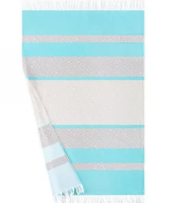 FOUTA Strandtörölköző (100cm×160cm) Csíkos - Türkiz