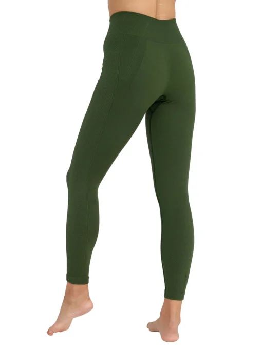 CASUAL Női magas derekú rugalmas leggings - Zöld - Image 2