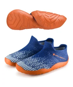 BAREFOOT Gyermek merinó gyapjú mezítlábas cipő - Sötétkék / Narancs