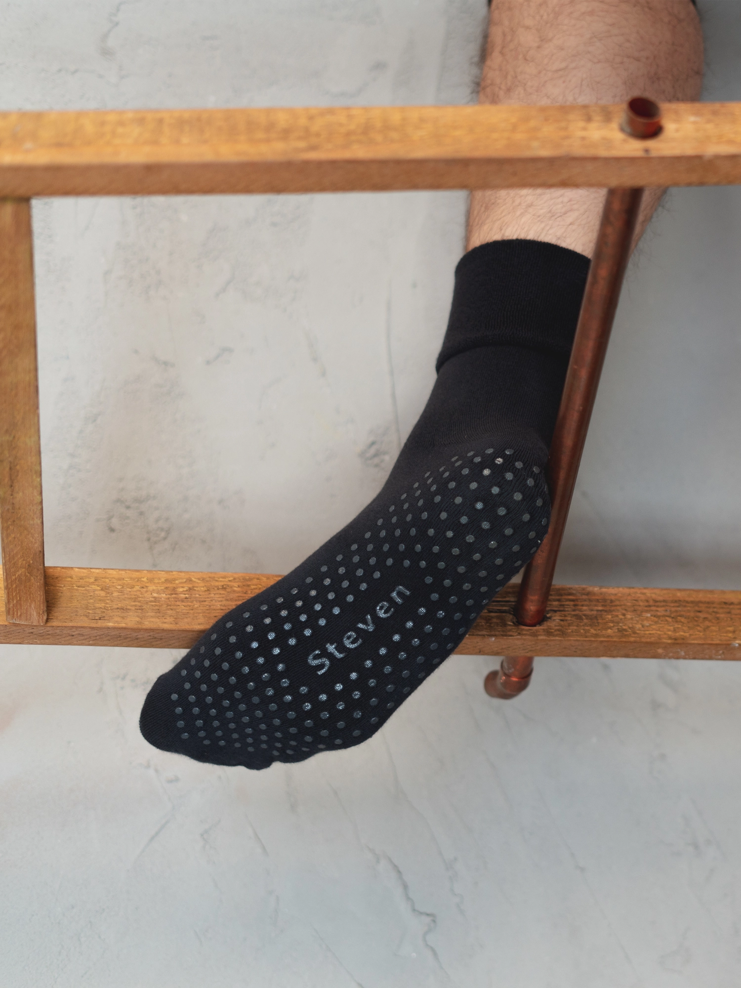 ANTI-SLIP Nyomásmentes pamut zokni - Fekete - Image 7