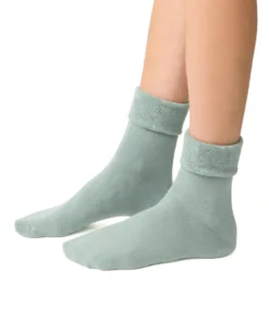 PRESSURE-FREE Női nyomásmentes pamut frottír zokni - Zsálya