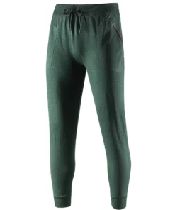 Sötétzöld BRUBECK FUSION férfi sportnadrág, rugalmas és légáteresztő anyag, ragasztott zsebekkel túrázáshoz