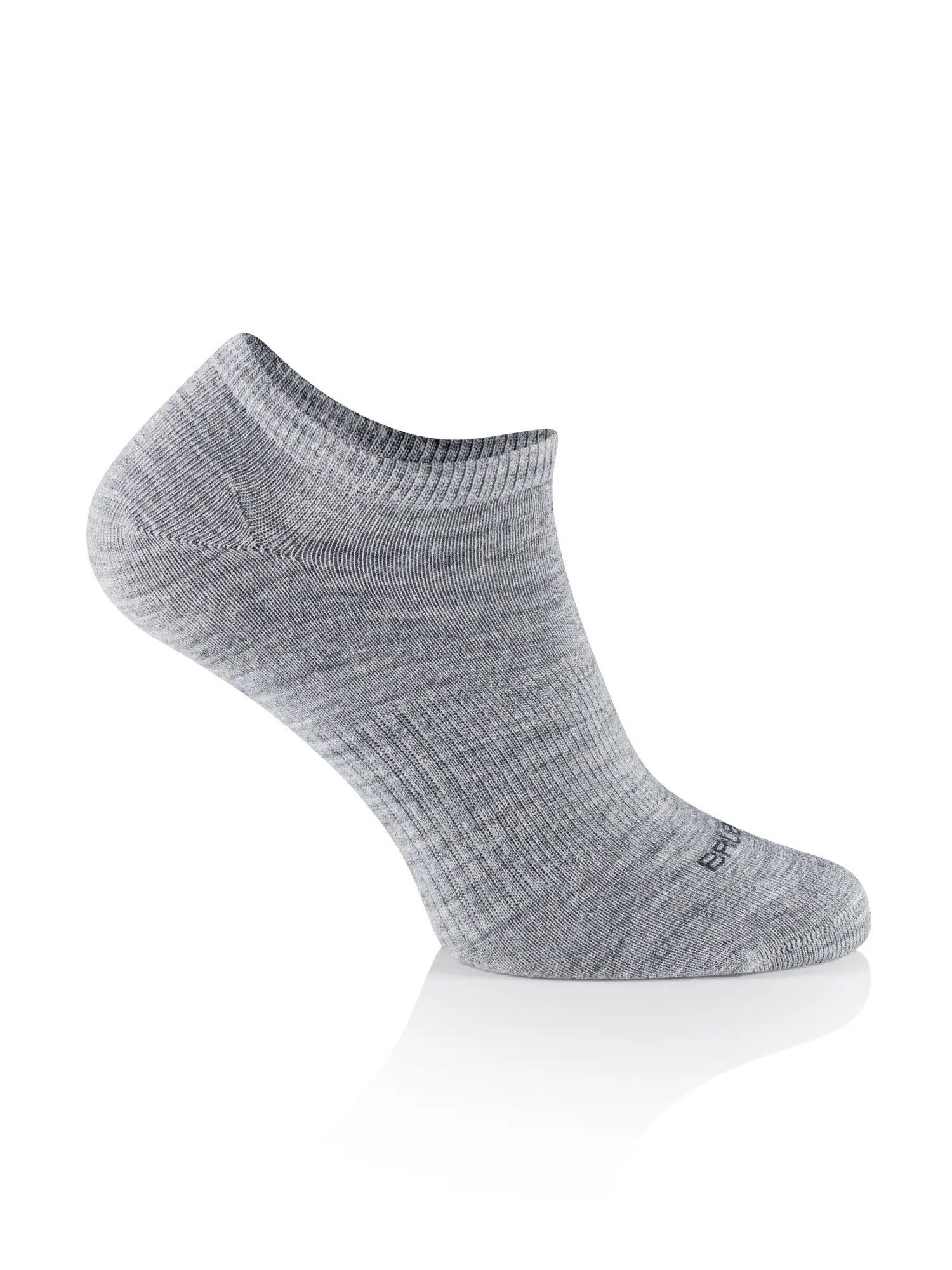 BRUECK COMFORT WOOL szürke merinó gyapjú bokazokni ezüstionos kivitelben, oldalnézeti termékfotó